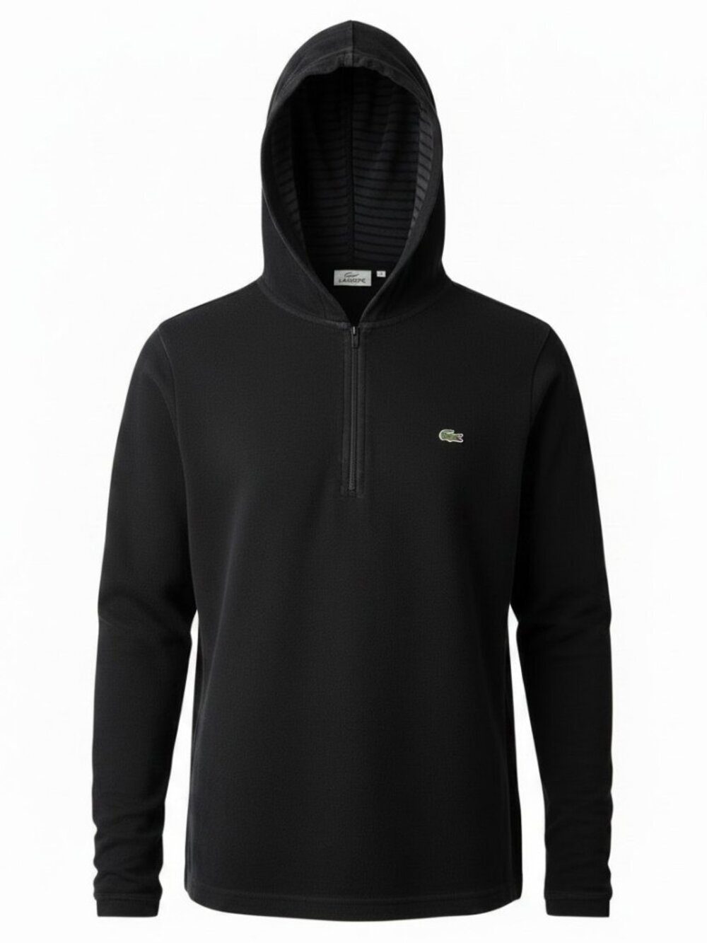 LACOSTE Black Quarter-Zip Hooded Sweatshirt Top 3 (us m)